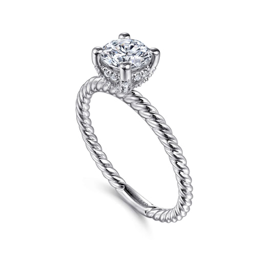 14K White Gold Round Diamond Engagement Ring