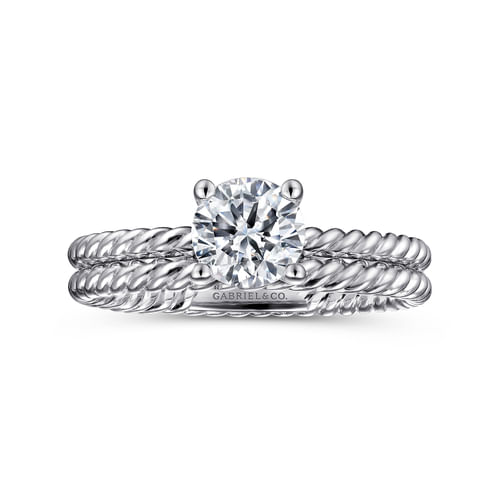 14K White Gold Round Diamond Engagement Ring