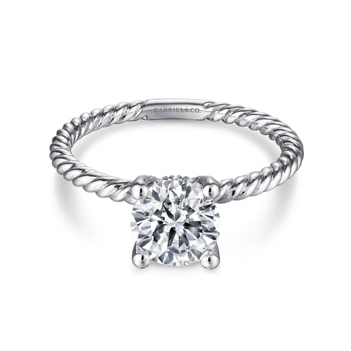 14K White Gold Round Diamond Engagement Ring
