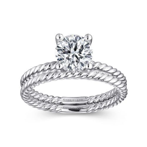 14K White Gold Round Diamond Engagement Ring
