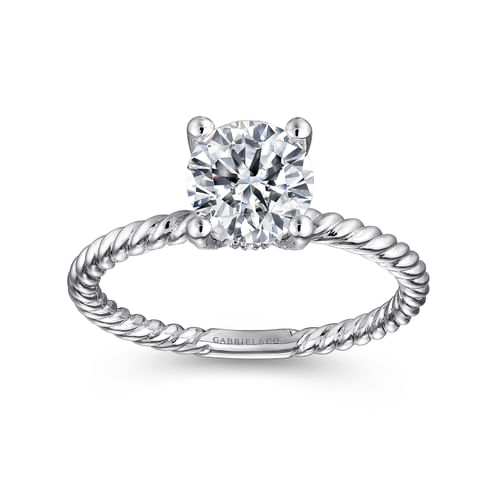 14K White Gold Round Diamond Engagement Ring