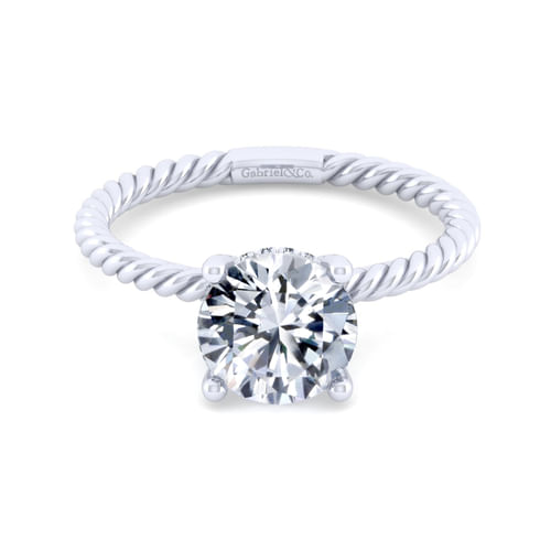 14K White Gold Round Diamond Engagement Ring