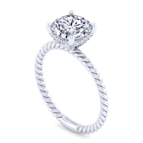 14K White Gold Round Diamond Engagement Ring