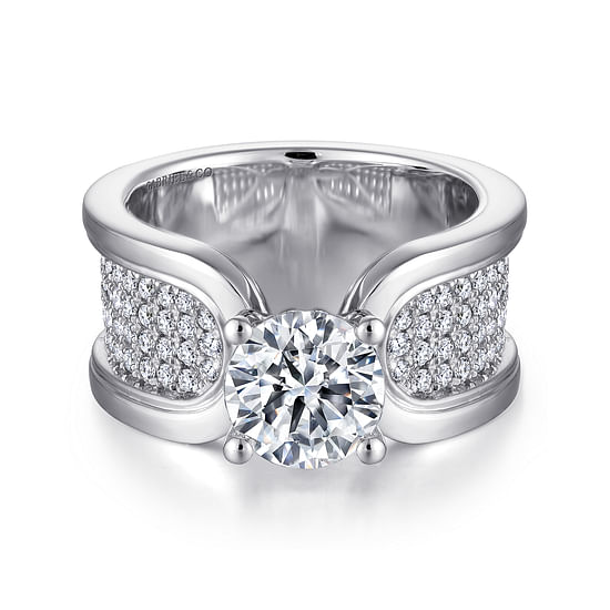 Gabriel - 14K White Gold Round Diamond Engagement Ring