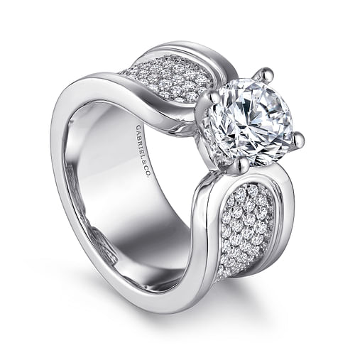 14K White Gold Round Diamond Engagement Ring