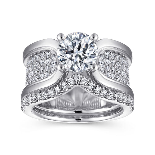 14K White Gold Round Diamond Engagement Ring