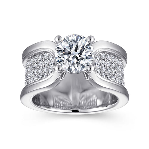 14K White Gold Round Diamond Engagement Ring