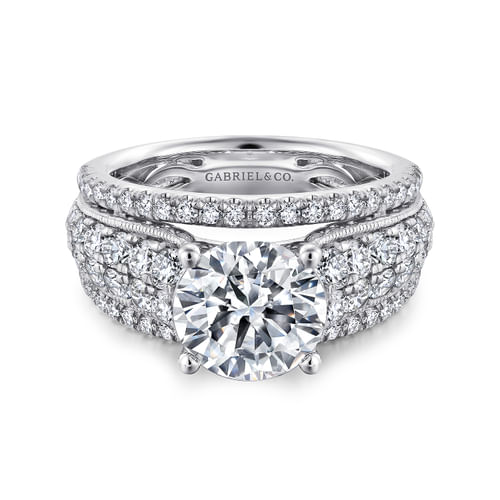 14K White Gold Round Diamond Engagement Ring