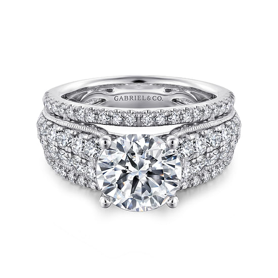 Gabriel - 14K White Gold Round Diamond Engagement Ring