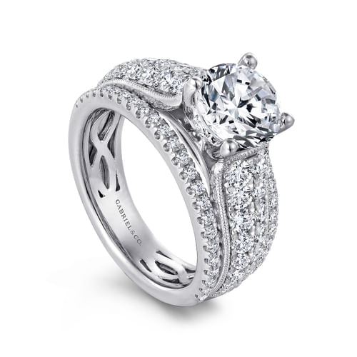 14K White Gold Round Diamond Engagement Ring