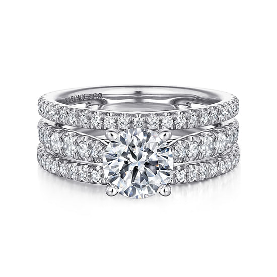 Gabriel - 14K White Gold Round Diamond Engagement Ring