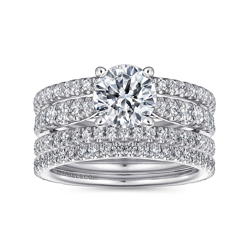 14K White Gold Round Diamond Engagement Ring