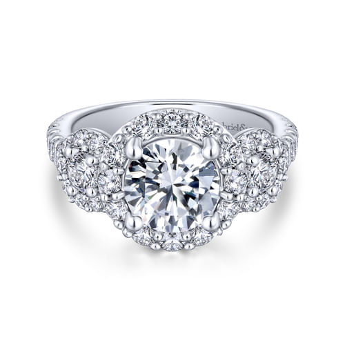 14K White Gold Round Diamond Engagement Ring