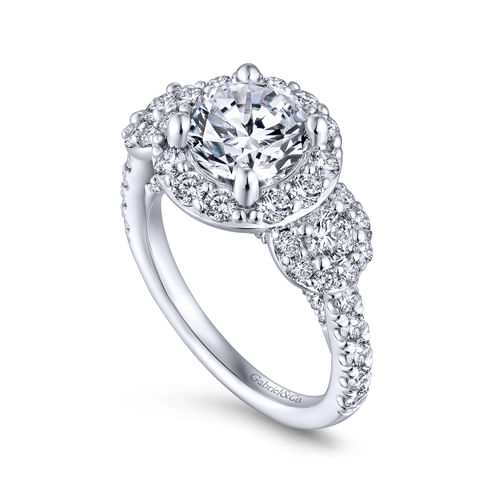 14K White Gold Round Diamond Engagement Ring