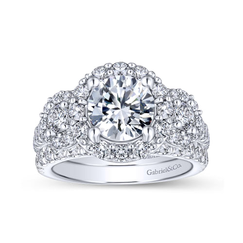 14K White Gold Round Diamond Engagement Ring