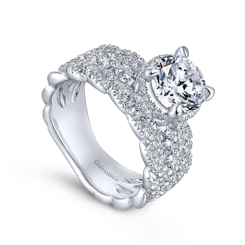 14K White Gold Round Diamond Engagement Ring