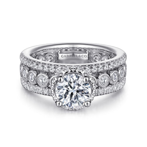 14K White Gold Round Diamond Engagement Ring