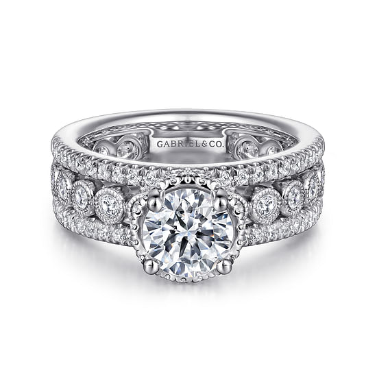 Gabriel - 14K White Gold Round Diamond Engagement Ring