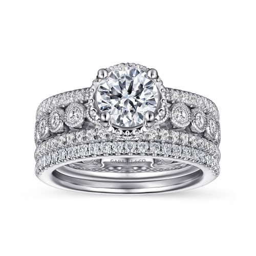 14K White Gold Round Diamond Engagement Ring