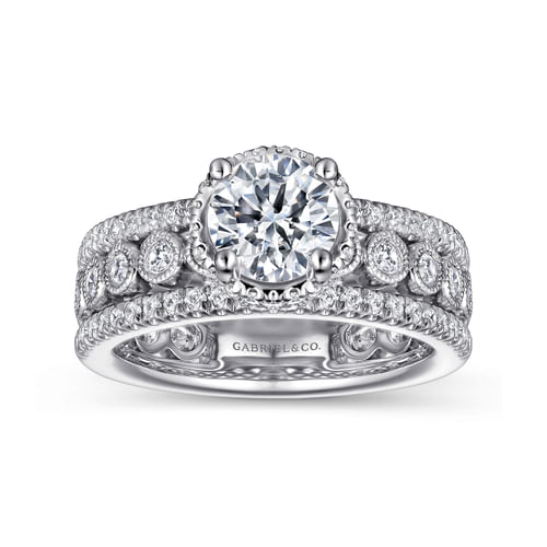 14K White Gold Round Diamond Engagement Ring