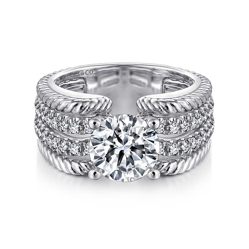 14K White Gold Round Diamond Engagement Ring