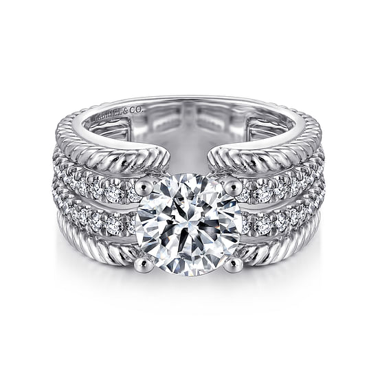 Gabriel - 14K White Gold Round Diamond Engagement Ring