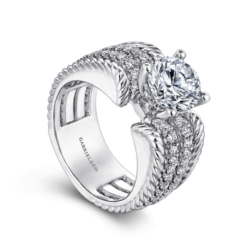 14K White Gold Round Diamond Engagement Ring