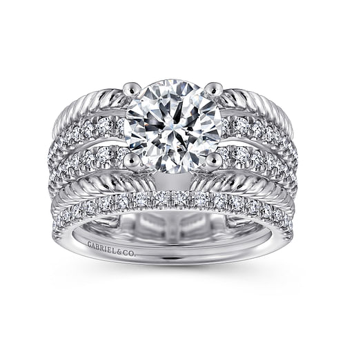 14K White Gold Round Diamond Engagement Ring