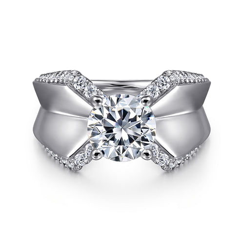 14K White Gold Round Diamond Engagement Ring