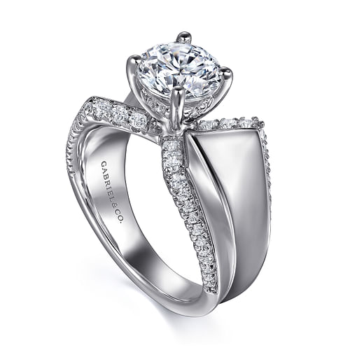 14K White Gold Round Diamond Engagement Ring