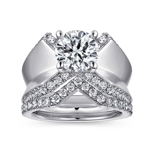 14K White Gold Round Diamond Engagement Ring