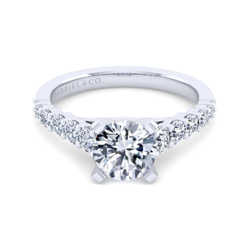 14K White Gold Round Diamond Engagement Ring