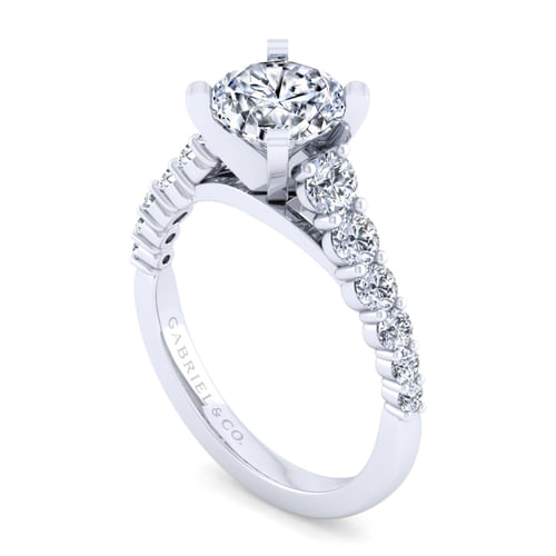 14K White Gold Round Diamond Engagement Ring