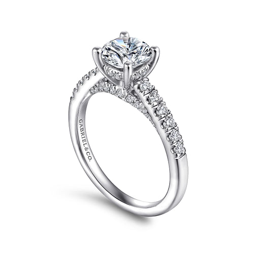 14K White Gold Round Diamond Engagement Ring