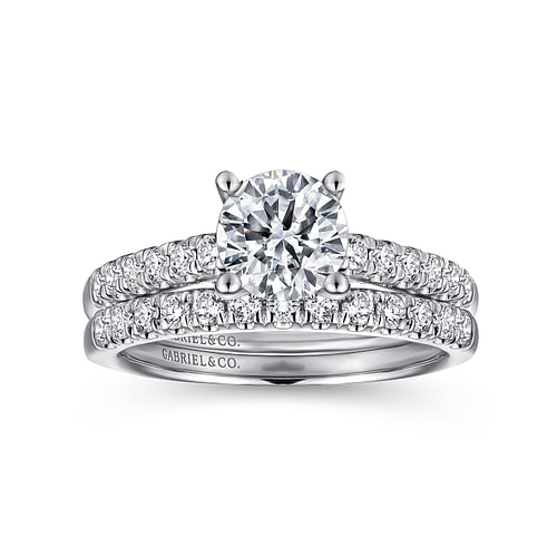 14K White Gold Round Diamond Engagement Ring