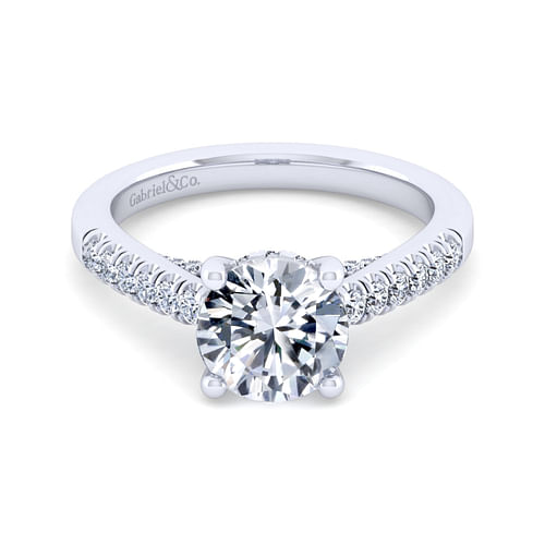 14K White Gold Round Diamond Engagement Ring