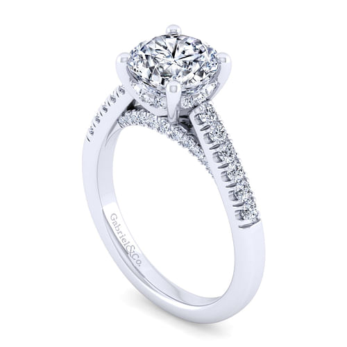 14K White Gold Round Diamond Engagement Ring