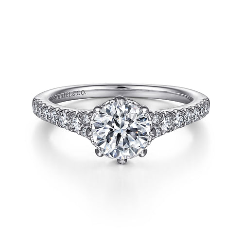 14K White Gold Round Diamond Engagement Ring