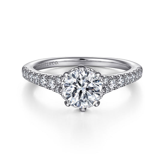 Gabriel - 14K White Gold Round Diamond Engagement Ring