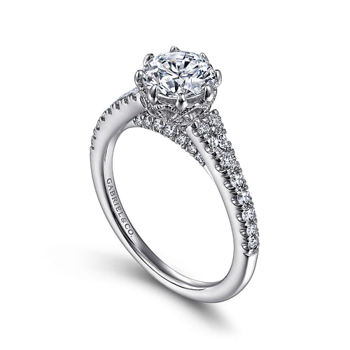 14K White Gold Round Diamond Engagement Ring