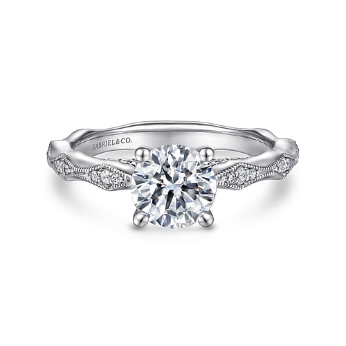 14K White Gold Round Diamond Engagement Ring