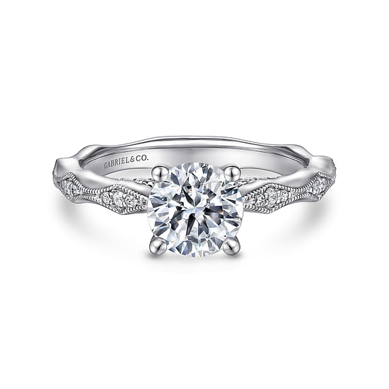 Gabriel - 14K White Gold Round Diamond Engagement Ring