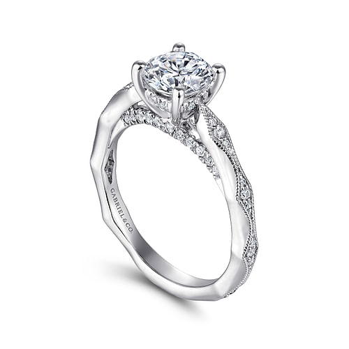 14K White Gold Round Diamond Engagement Ring