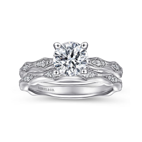 14K White Gold Round Diamond Engagement Ring