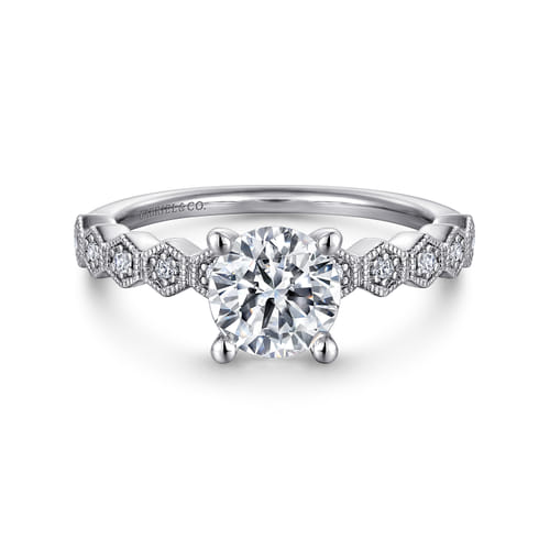 14K White Gold Round Diamond Engagement Ring