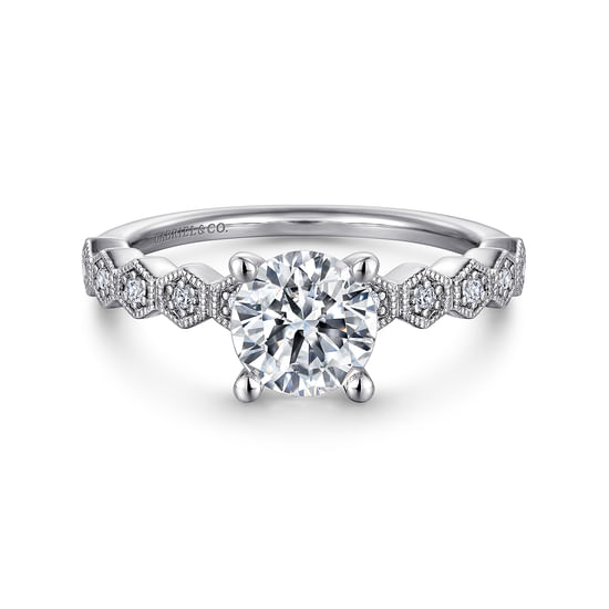 Gabriel - 14K White Gold Round Diamond Engagement Ring