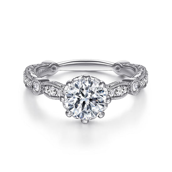 Gabriel - 14K White Gold Round Diamond Engagement Ring