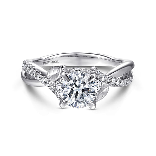 14K White Gold Round Diamond Engagement Ring