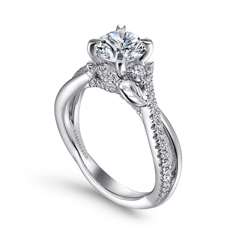 14K White Gold Round Diamond Engagement Ring