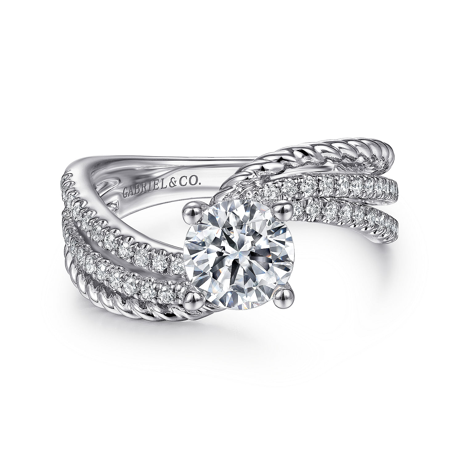 Gabriel - 14K White Gold Round Diamond Engagement Ring